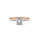 Emerald Cut 1.02 Carat Moissanite Ring – Pave Setting in Gold 13
