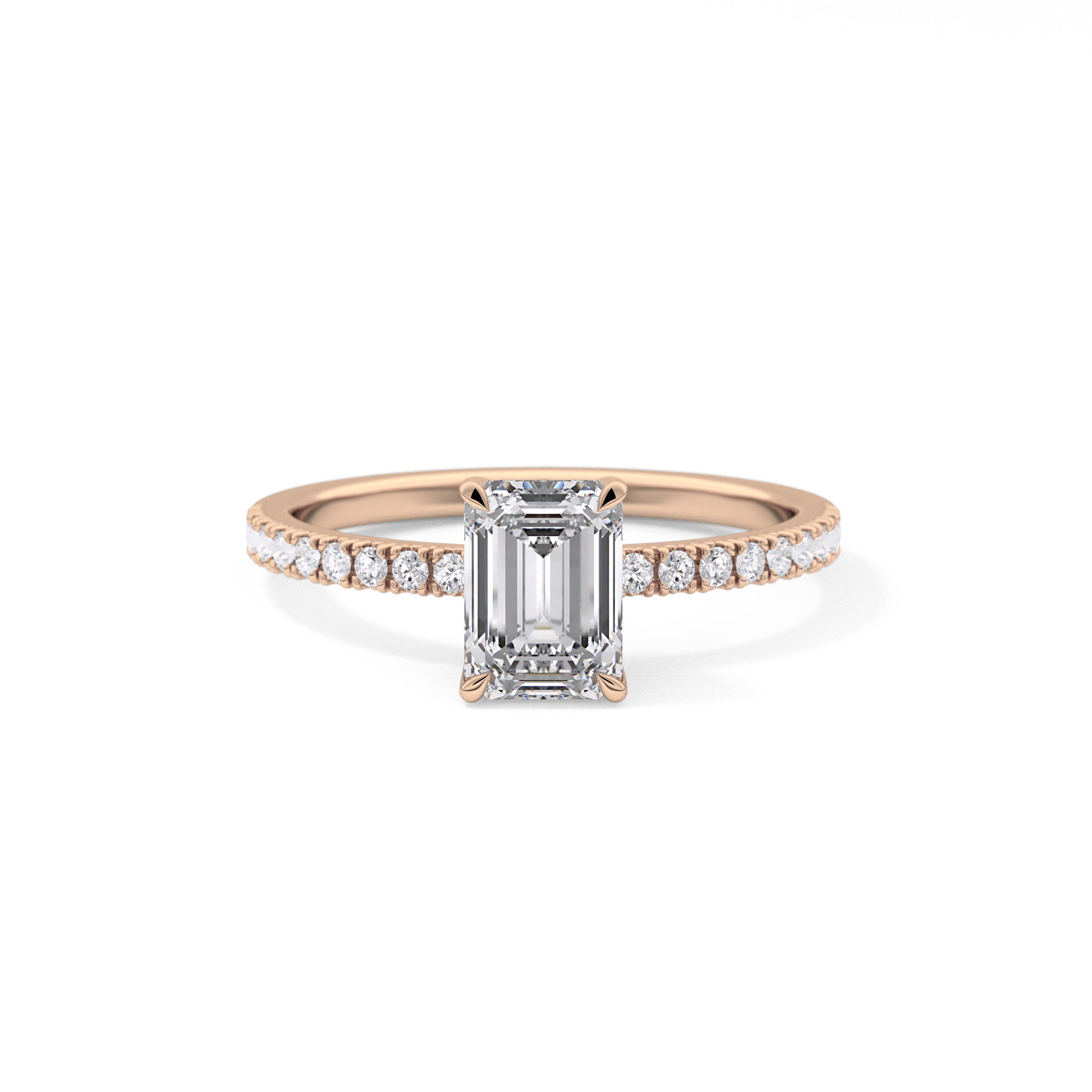 Emerald Cut 1.02 Carat Moissanite Ring – Pave Setting in Gold 13