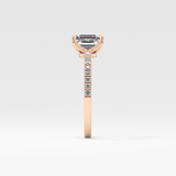 Emerald Cut 1.02 Carat Moissanite Ring – Pave Setting in Gold 16