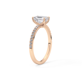Emerald Cut 1.02 Carat Moissanite Ring – Pave Setting in Gold 17