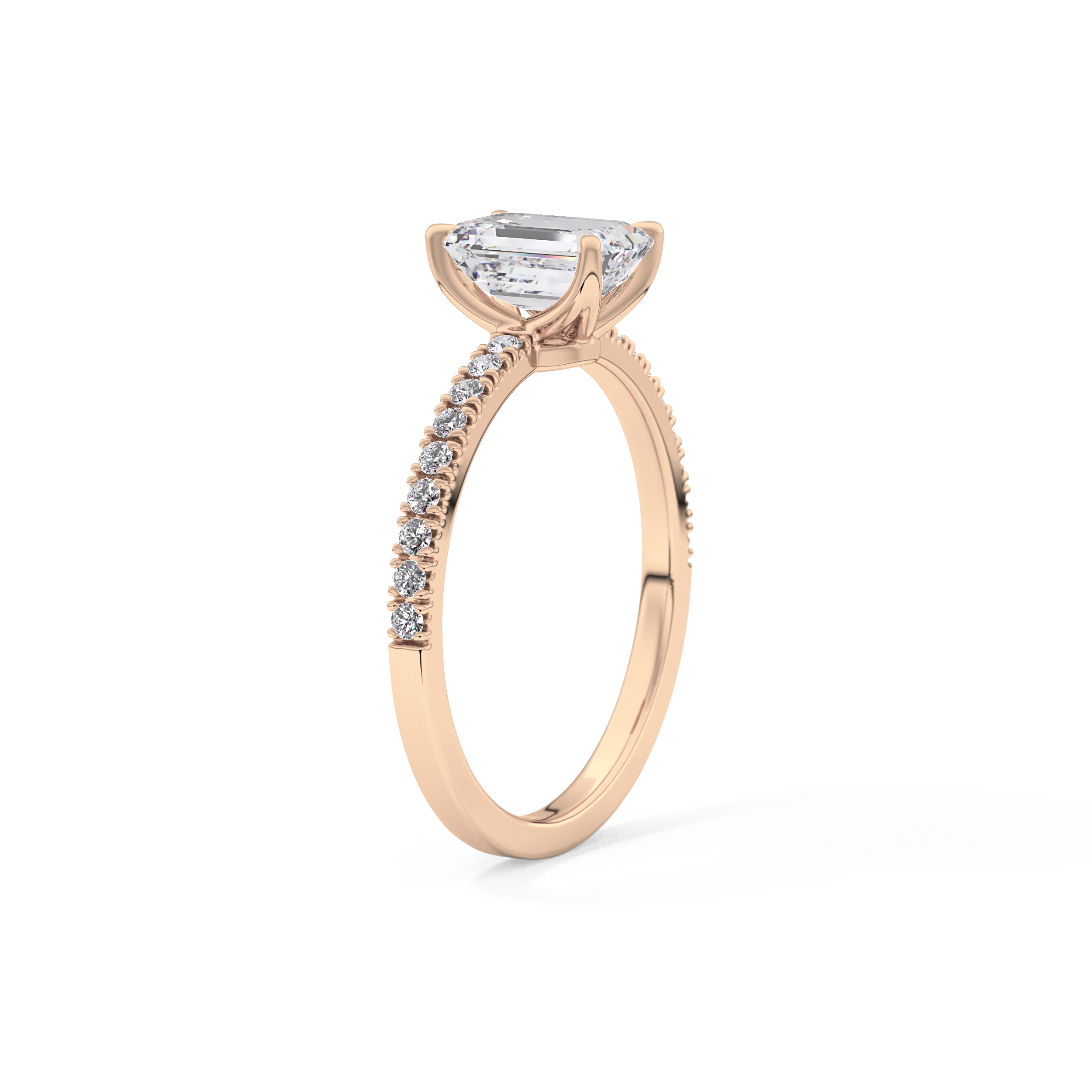 Emerald Cut 1.02 Carat Moissanite Ring – Pave Setting in Gold 17