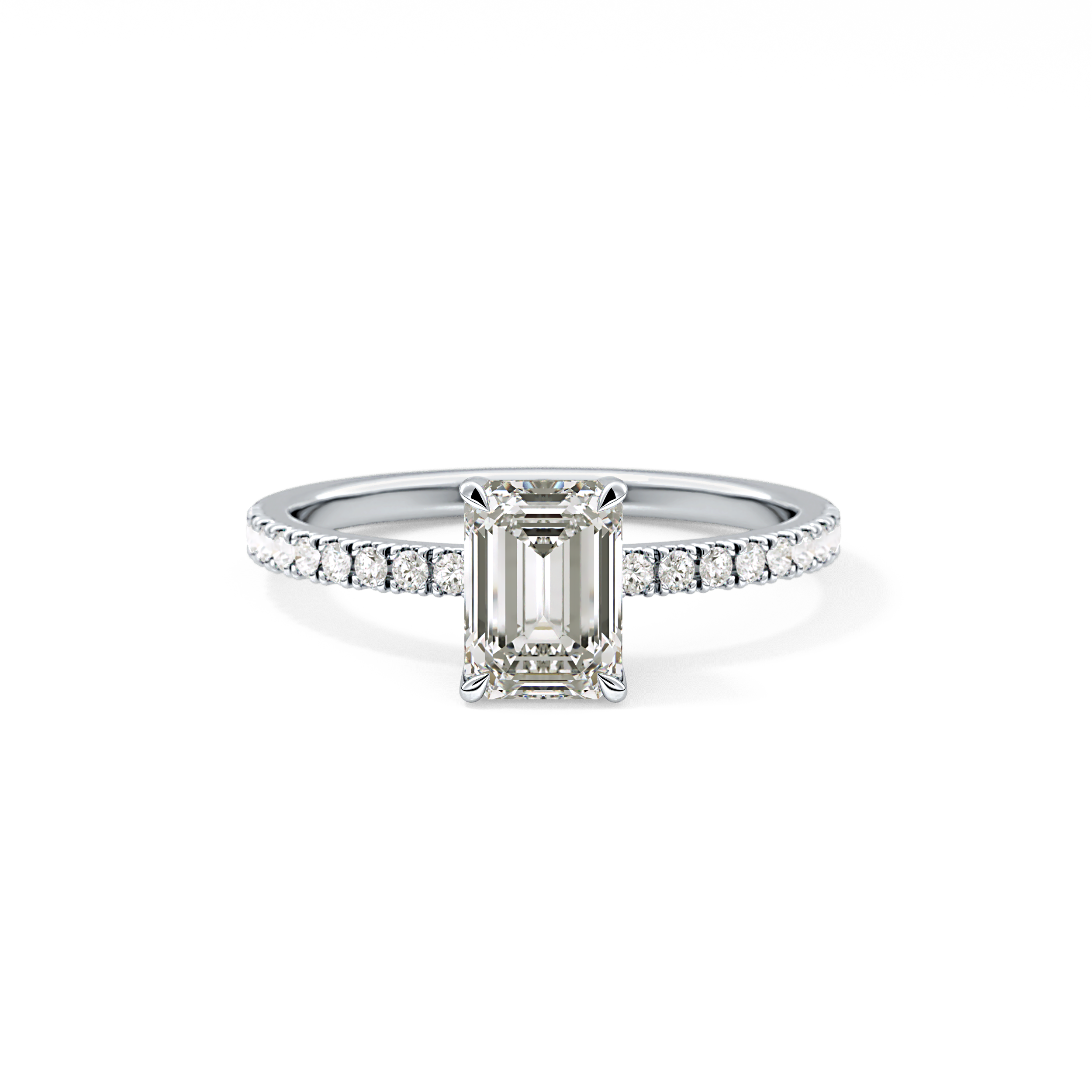 Emerald Cut 1.02 Carat Moissanite Ring – Pave Setting in Gold 7
