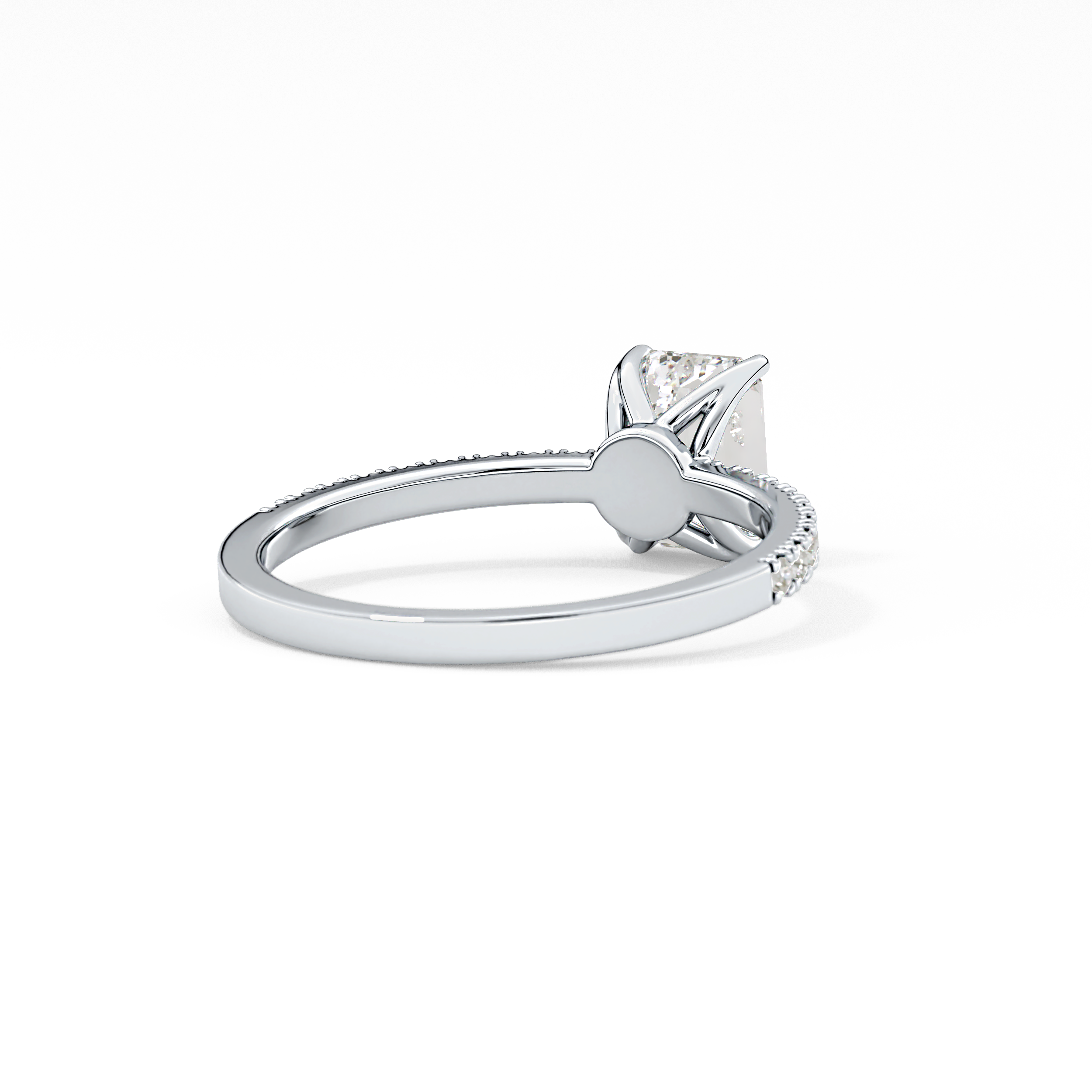 Emerald Cut 1.02 Carat Moissanite Ring – Pave Setting in Gold 8