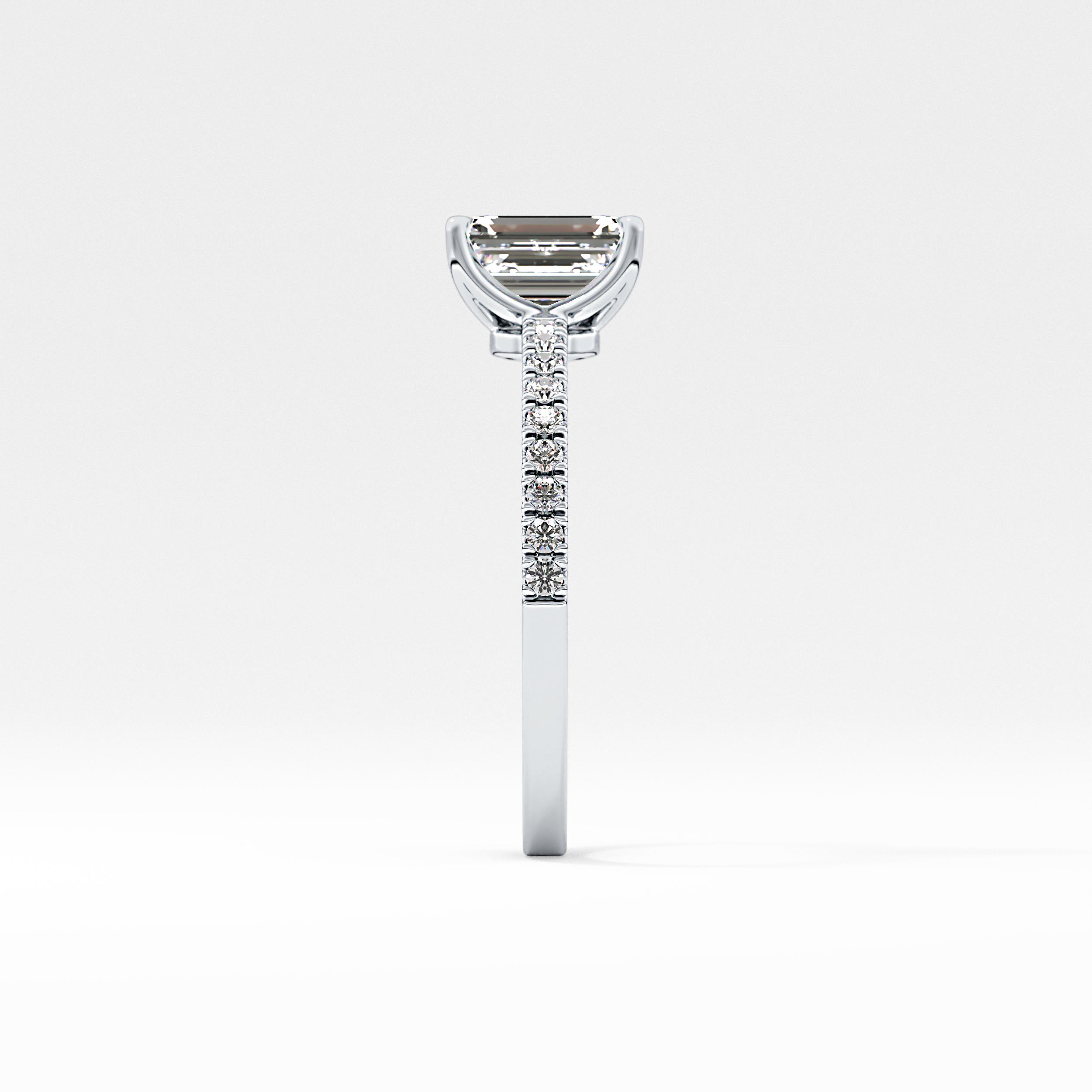 Emerald Cut 1.02 Carat Moissanite Ring – Pave Setting in Gold 9