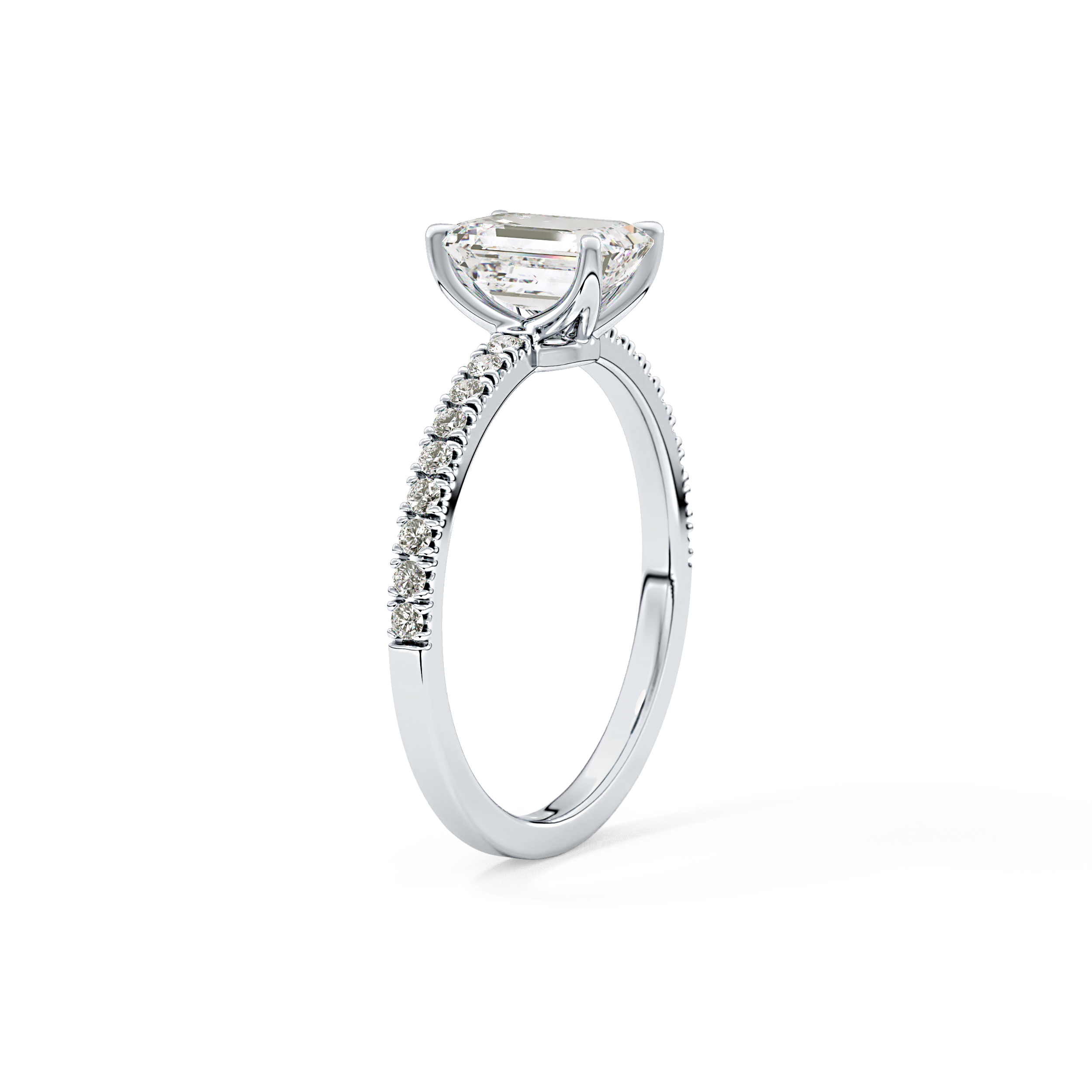 Emerald Cut 1.02 Carat Moissanite Ring – Pave Setting in Gold 10