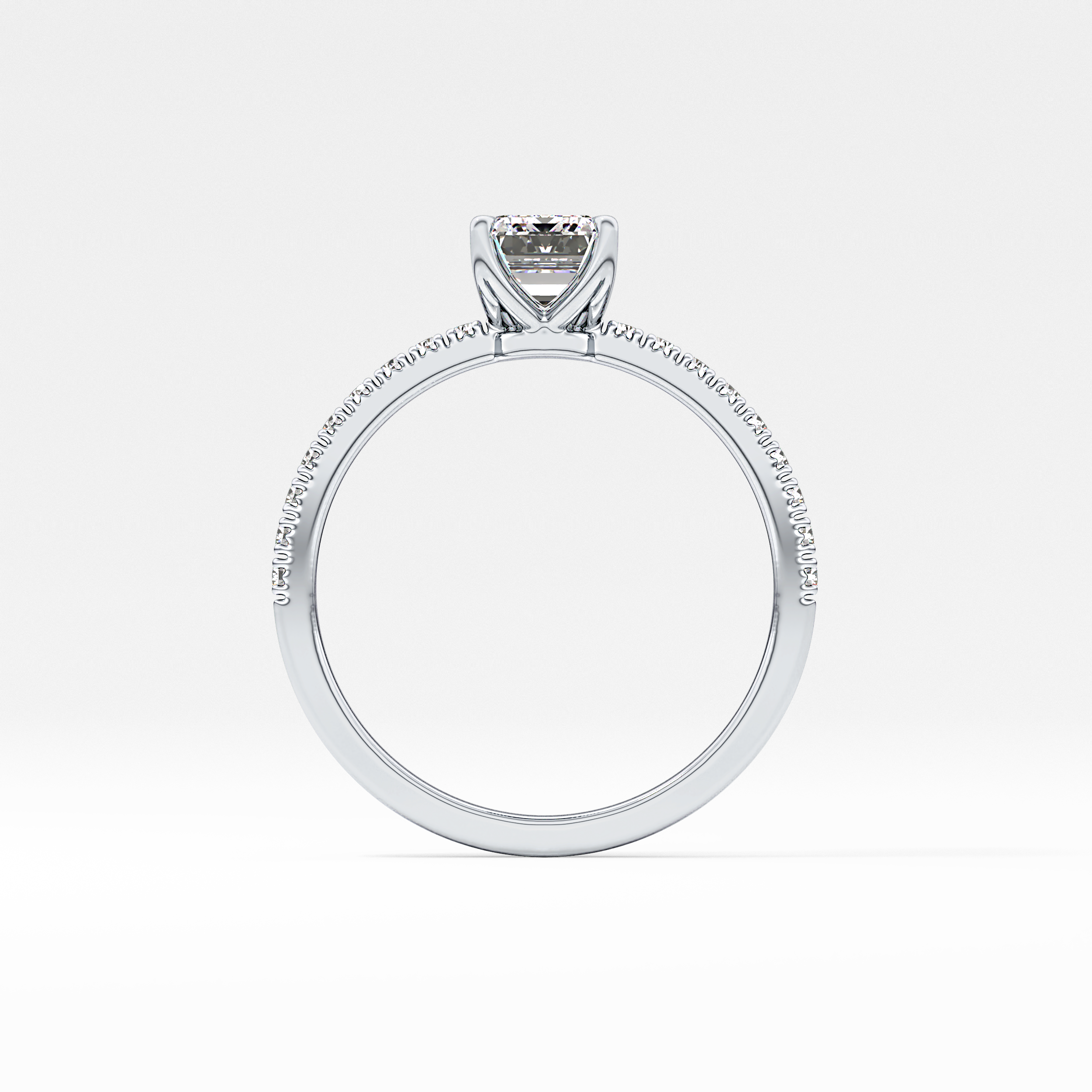 Emerald Cut 1.02 Carat Moissanite Ring – Pave Setting in Gold 11