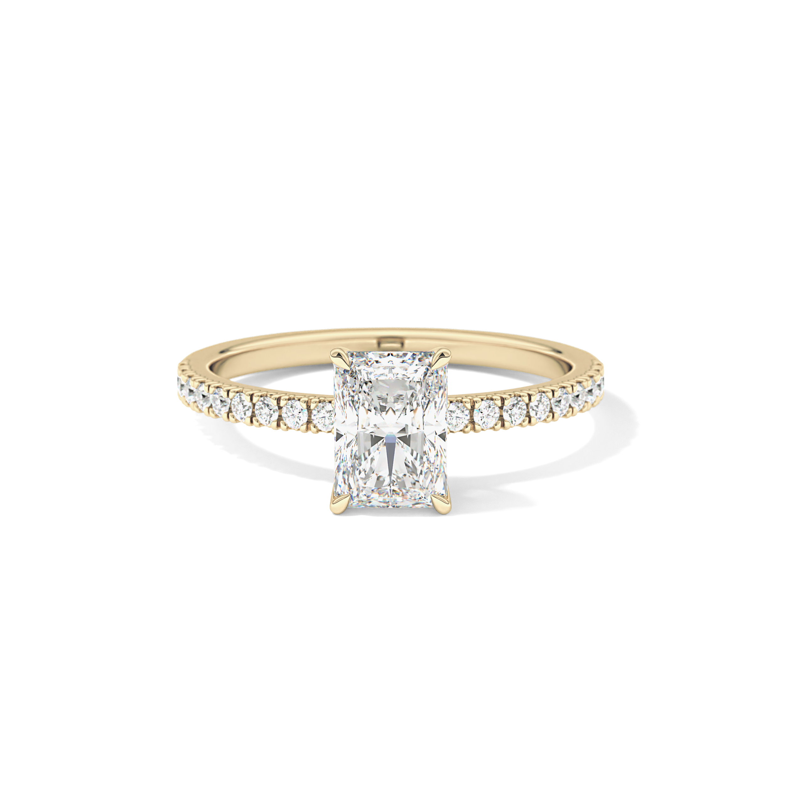Radiant Cut 1.21 Carat Moissanite Ring – Pave Setting in Gold 1