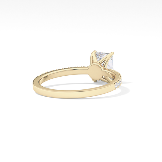 Radiant Cut 1.21 Carat Moissanite Ring – Pave Setting in Gold