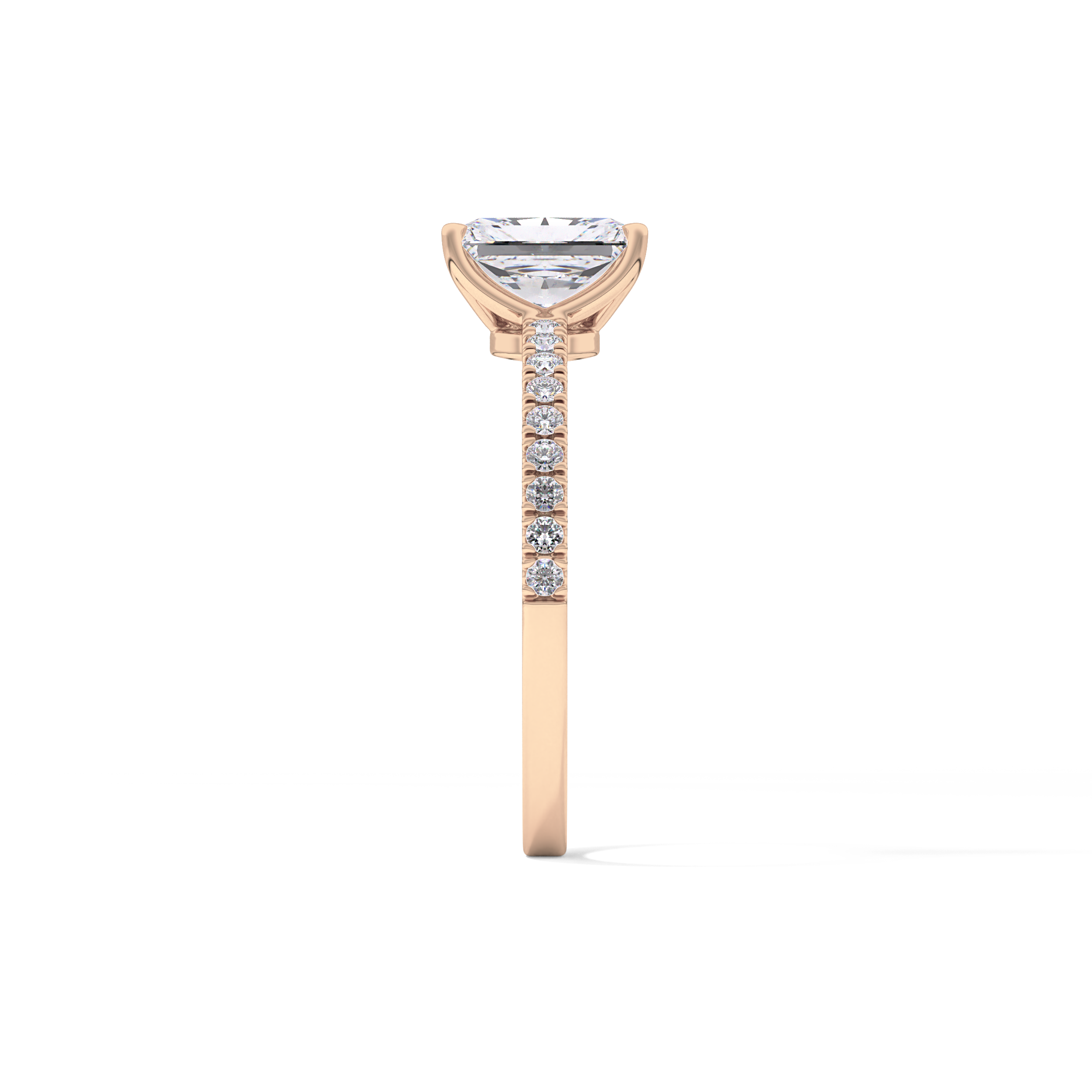 Radiant Cut 1.21 Carat Moissanite Ring – Pave Setting in Gold 18