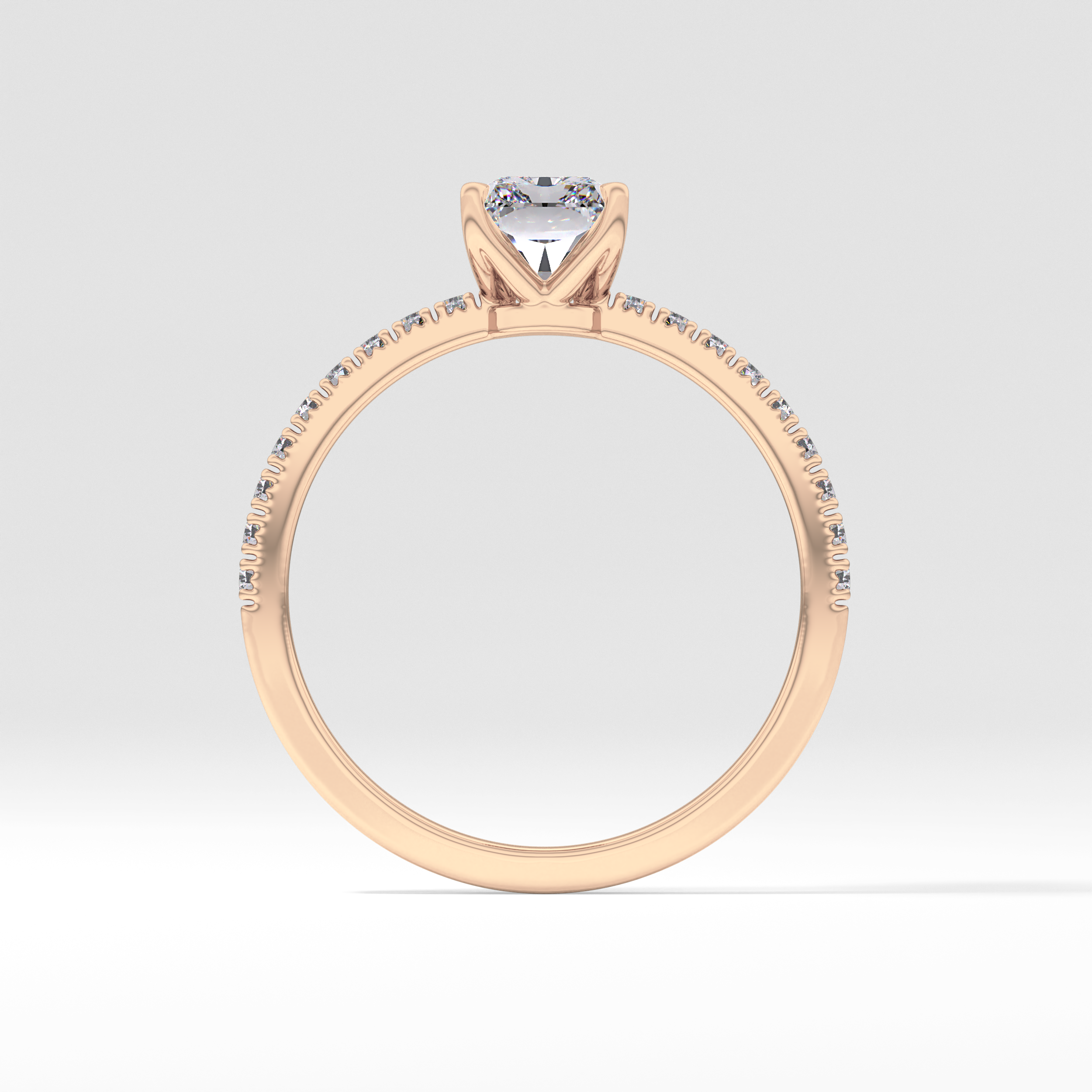 Radiant Cut 1.21 Carat Moissanite Ring – Pave Setting in Gold 20