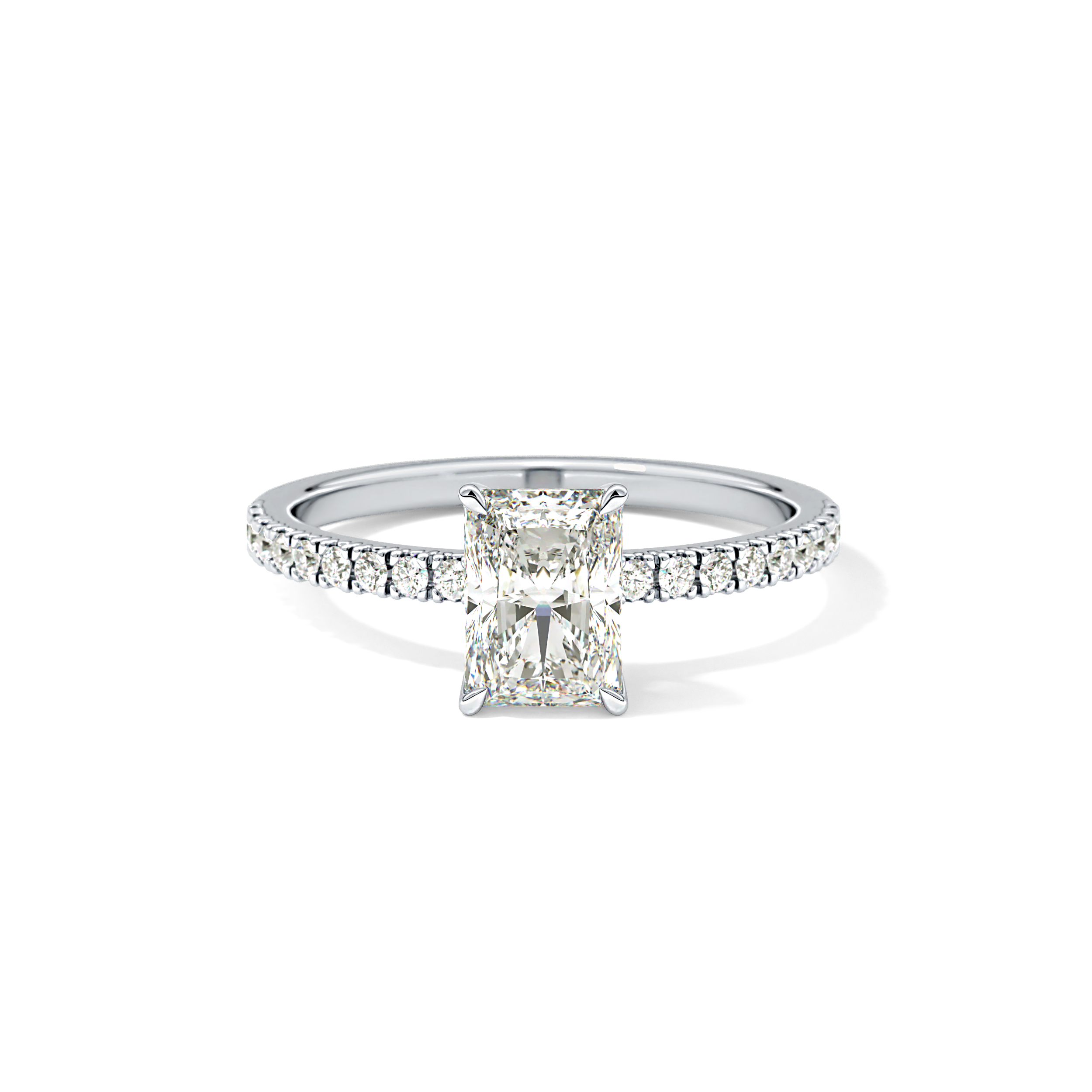 Radiant Cut 1.21 Carat Moissanite Ring – Pave Setting in Gold 7