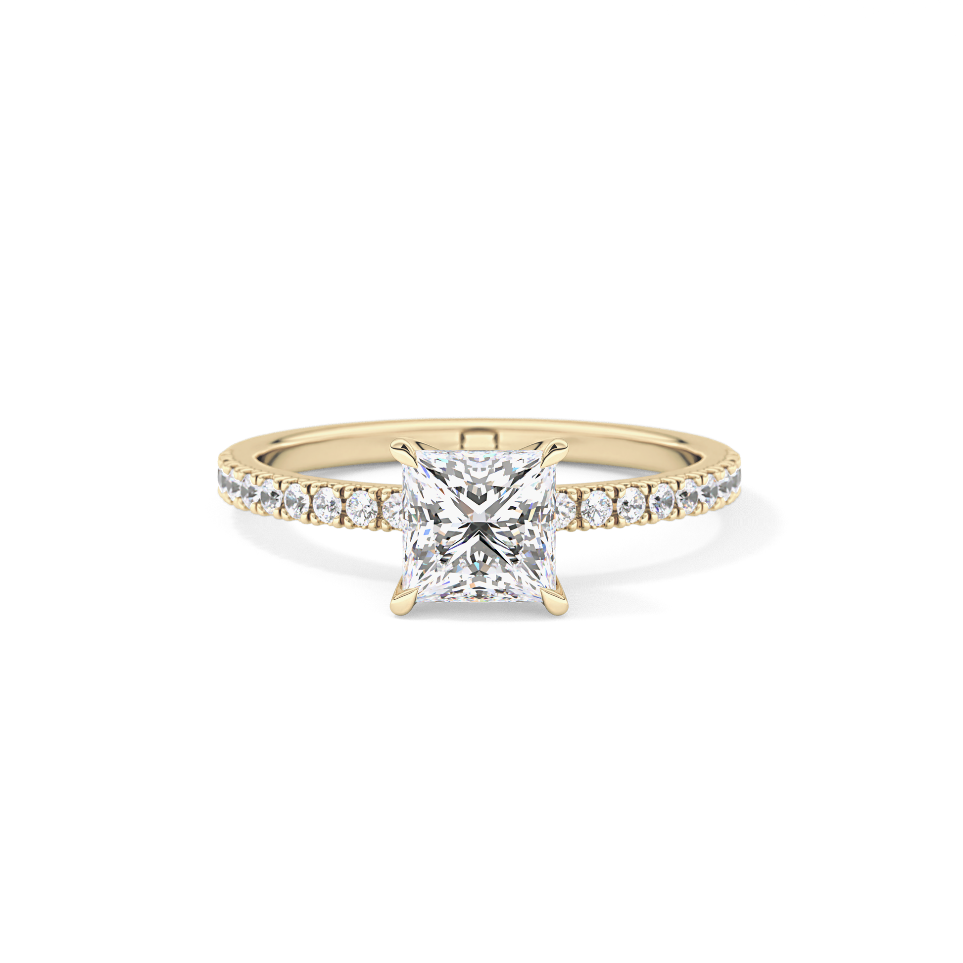 Princess Cut 1.04 Carat Moissanite Ring – Pave Setting in Gold 8