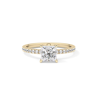Princess Cut 1.04 Carat Moissanite Ring – Pave Setting in Gold