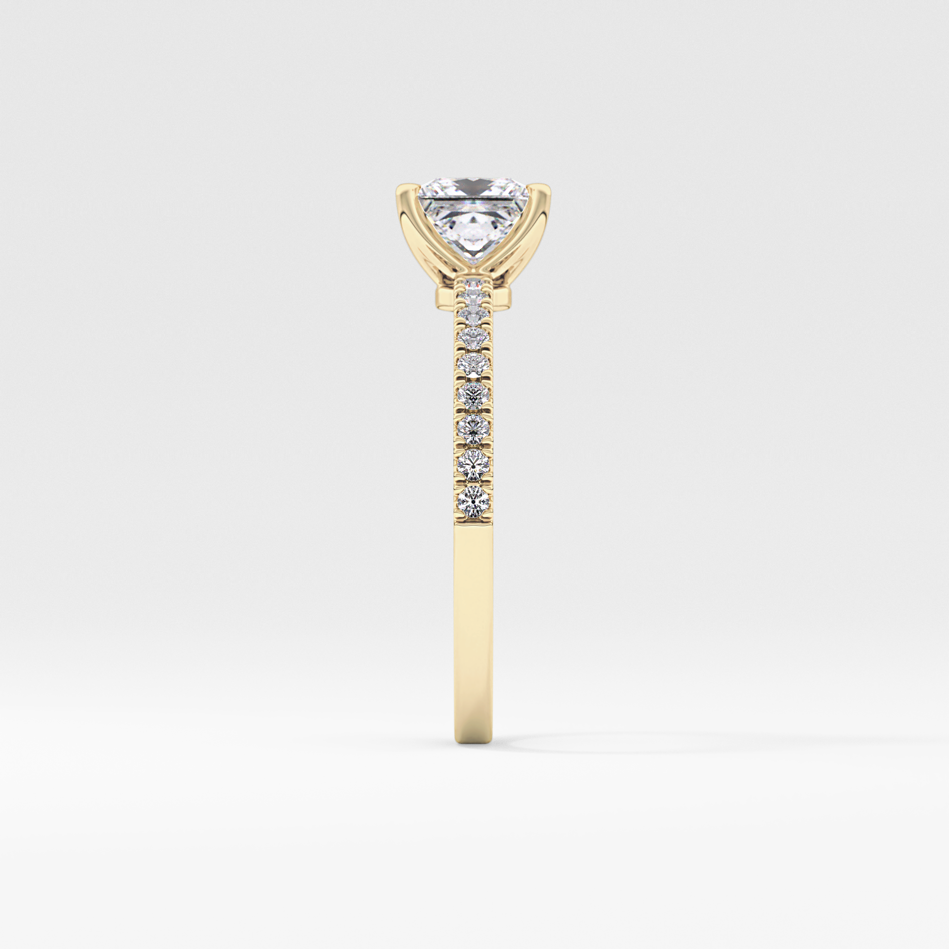 Princess Cut 1.04 Carat Moissanite Ring – Pave Setting in Gold 11