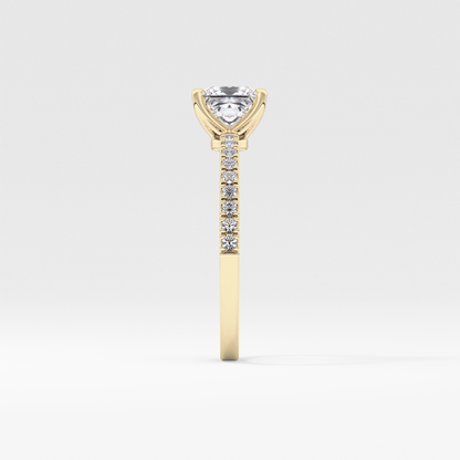 Princess Cut 1.04 Carat Moissanite Ring – Pave Setting in Gold