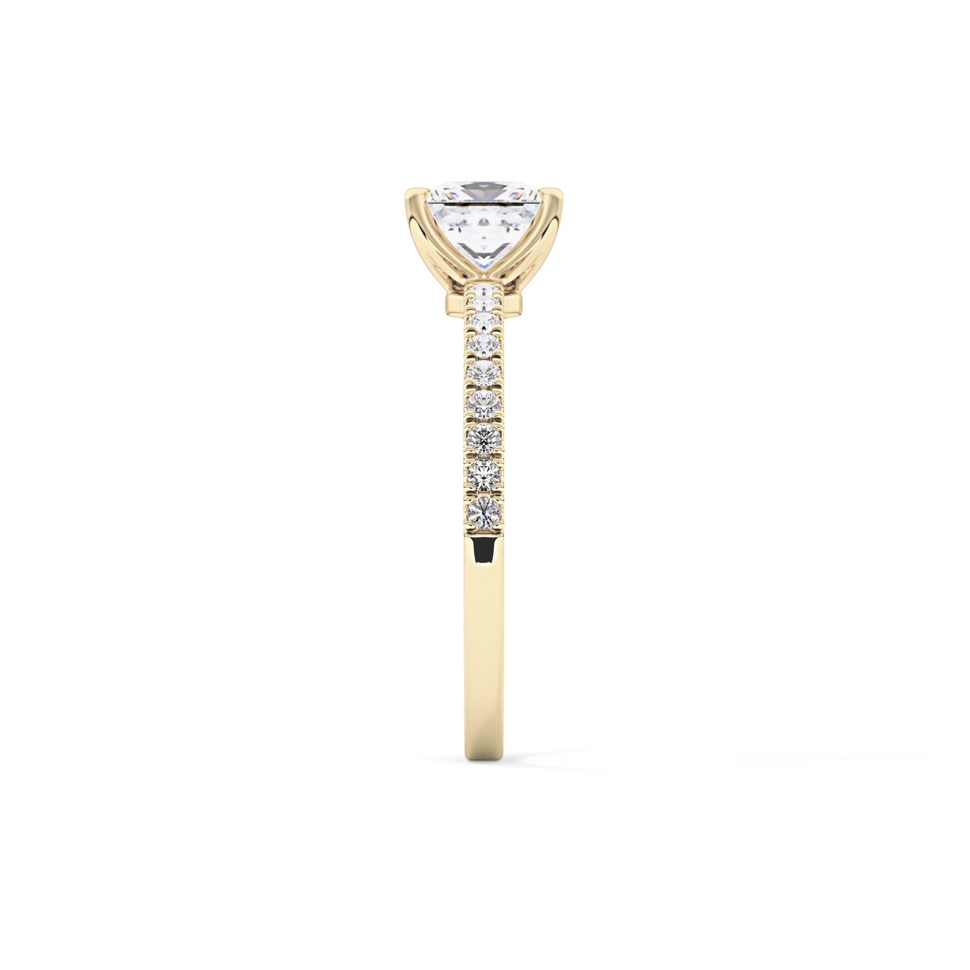 Princess Cut 1.04 Carat Moissanite Ring – Pave Setting in Gold 12