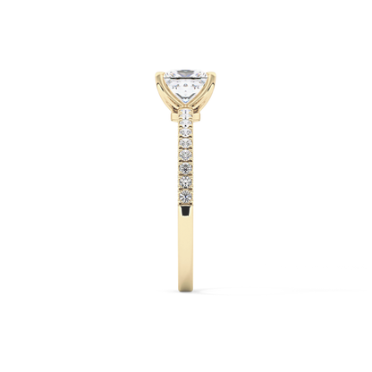 Princess Cut 1.04 Carat Moissanite Ring – Pave Setting in Gold