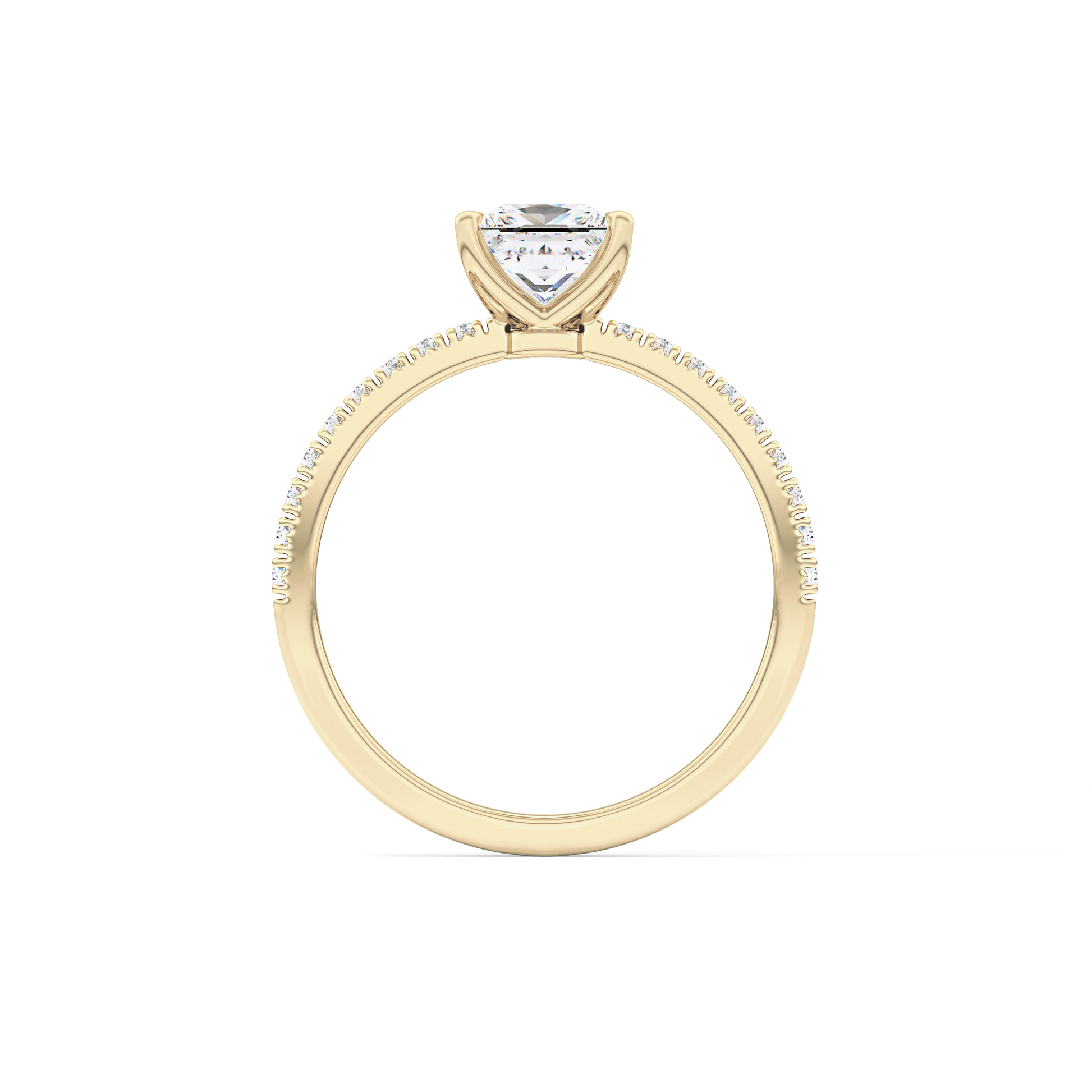 Princess Cut 1.04 Carat Moissanite Ring – Pave Setting in Gold 15