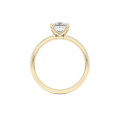 Princess Cut 1.04 Carat Moissanite Ring – Pave Setting in Gold