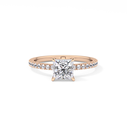 Princess Cut 1.04 Carat Moissanite Ring – Pave Setting in Gold