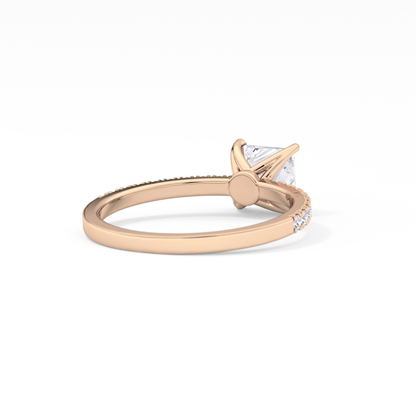 Princess Cut 1.04 Carat Moissanite Ring – Pave Setting in Gold