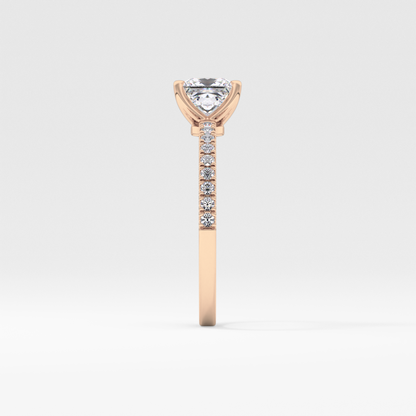 Princess Cut 1.04 Carat Moissanite Ring – Pave Setting in Gold