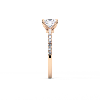 Princess Cut 1.04 Carat Moissanite Ring – Pave Setting in Gold