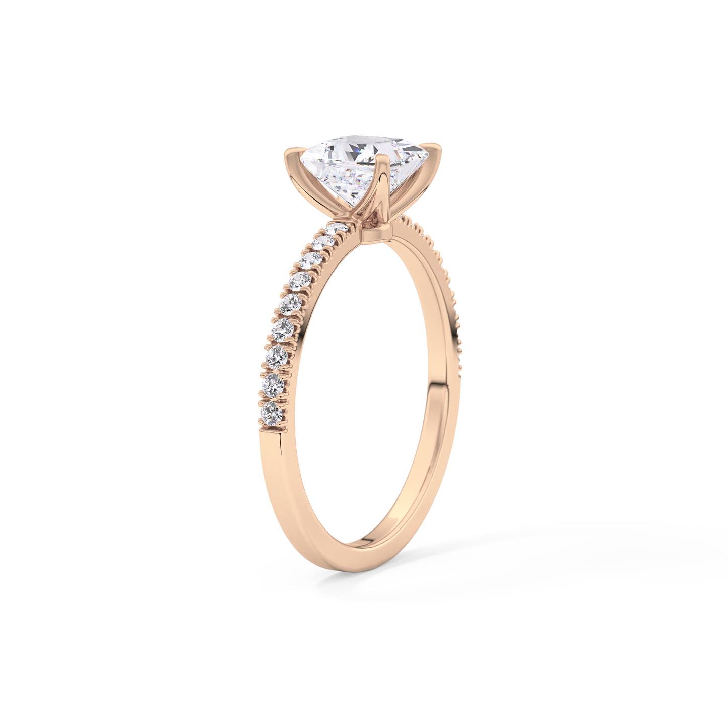 Princess Cut 1.04 Carat Moissanite Ring – Pave Setting in Gold 20