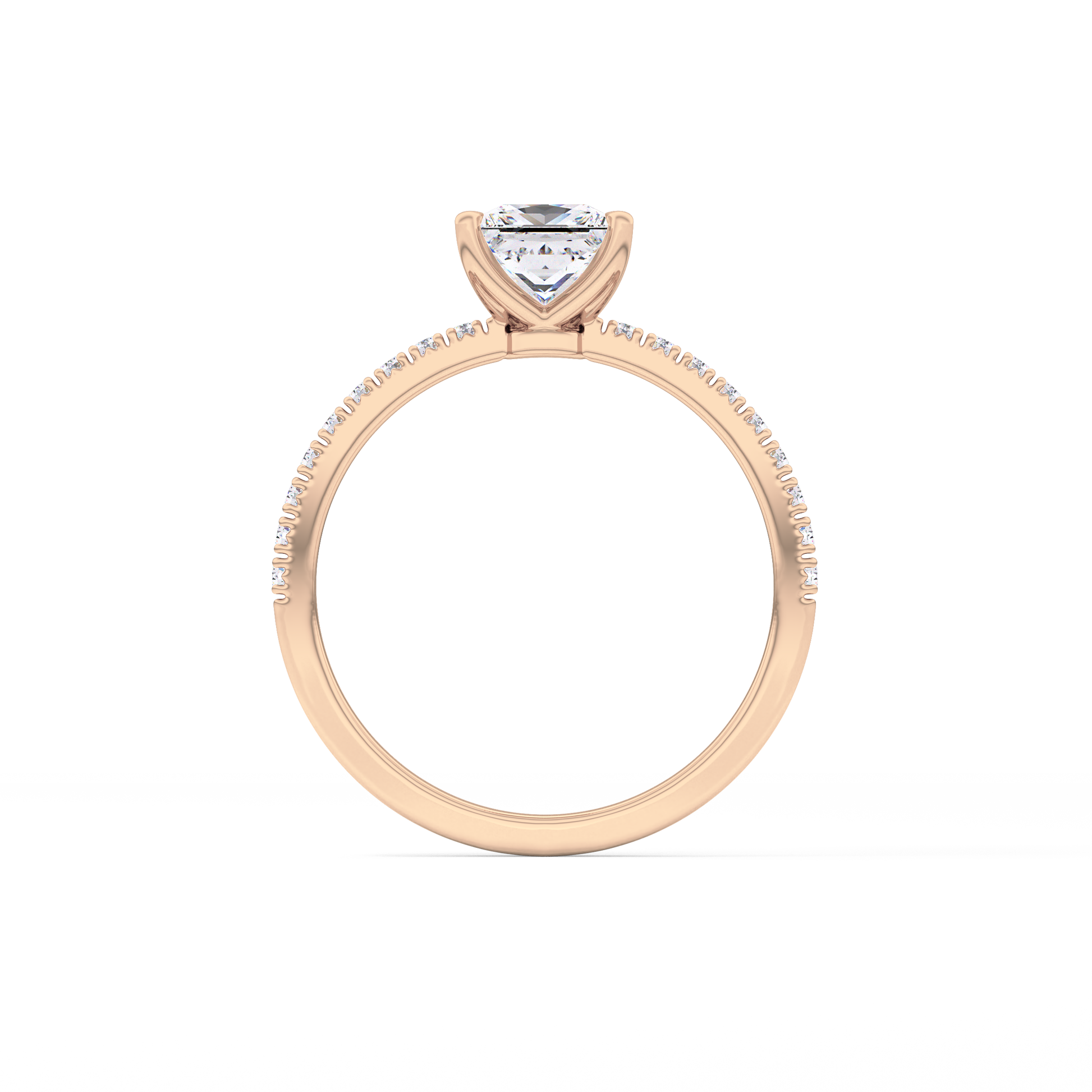 Princess Cut 1.04 Carat Moissanite Ring – Pave Setting in Gold 21