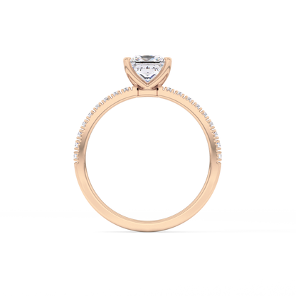 Princess Cut 1.04 Carat Moissanite Ring – Pave Setting in Gold