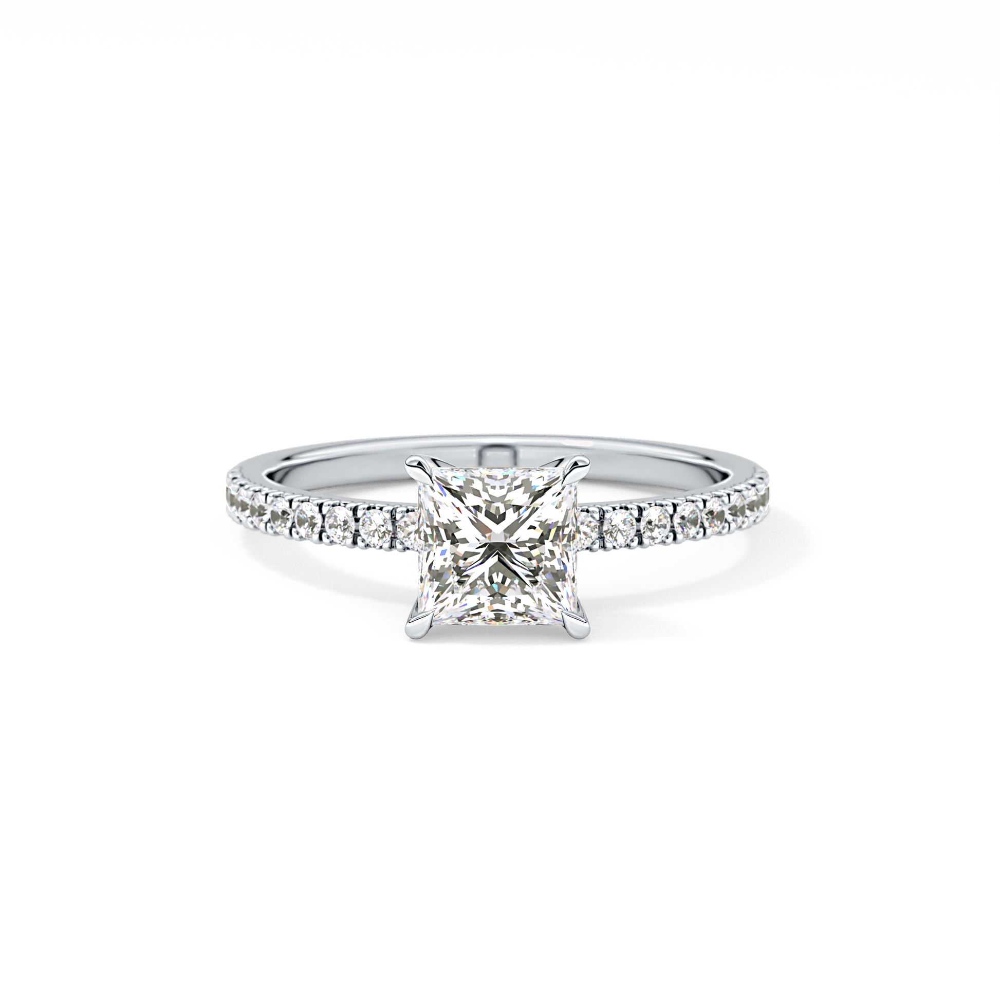 Princess Cut 1.04 Carat Moissanite Ring – Pave Setting in Gold 1