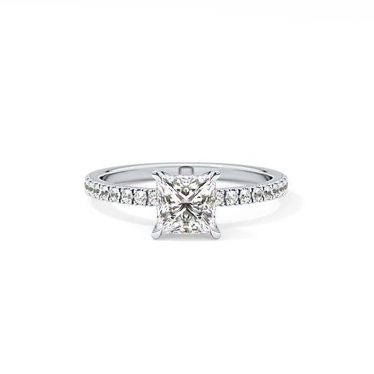 Princess Cut 1.04 Carat Moissanite Ring – Pave Setting in Gold 1
