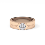 Round Cut 0.59 Carat Moissanite Men's Wedding Band – Tenison Setting & Solitaire Style in Gold 17