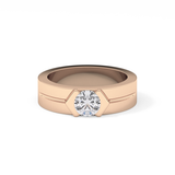 Round Cut 0.59 Carat Moissanite Men's Wedding Band – Tenison Setting & Solitaire Style in Gold 17