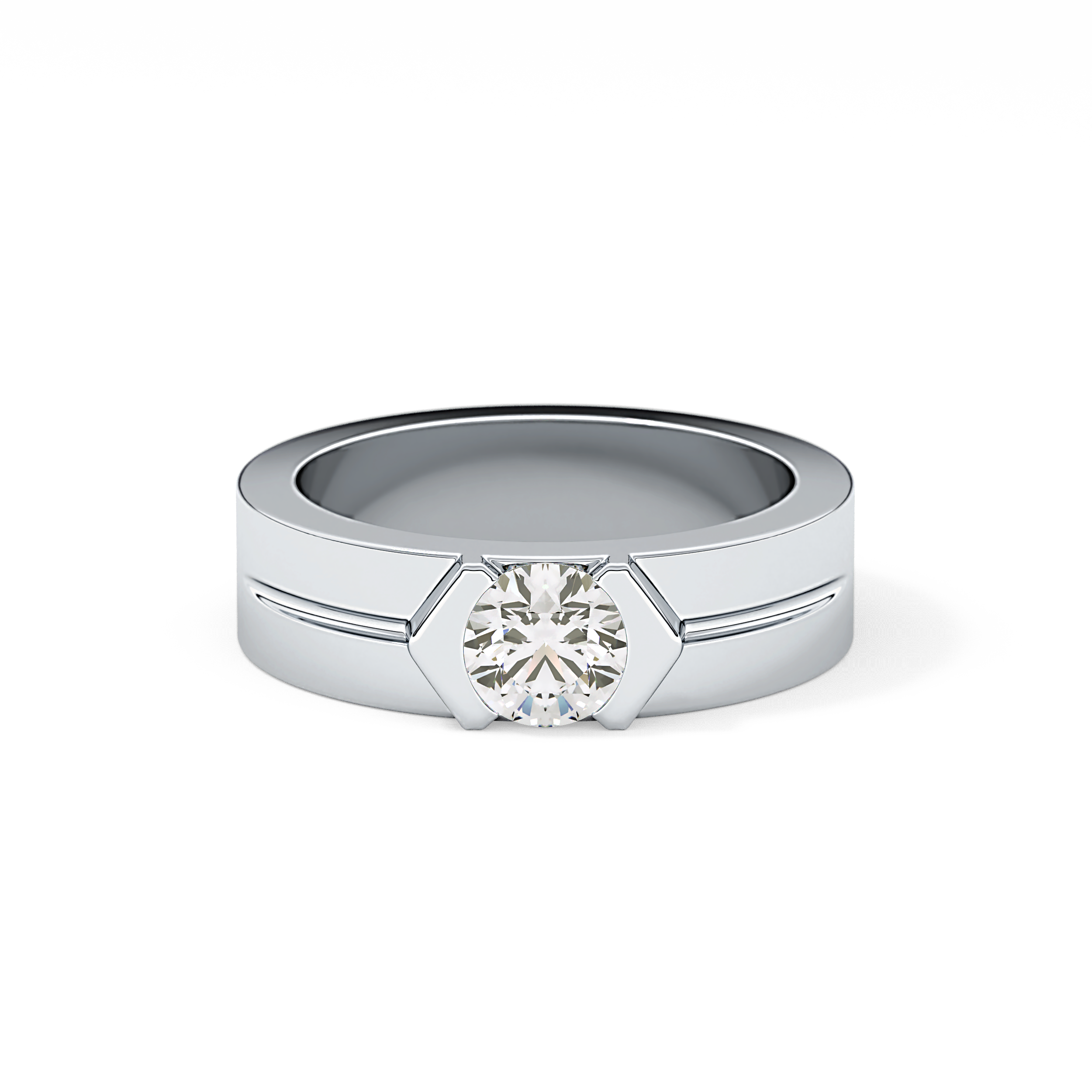Round Cut 0.59 Carat Moissanite Men's Wedding Band – Tenison Setting & Solitaire Style in Gold 1
