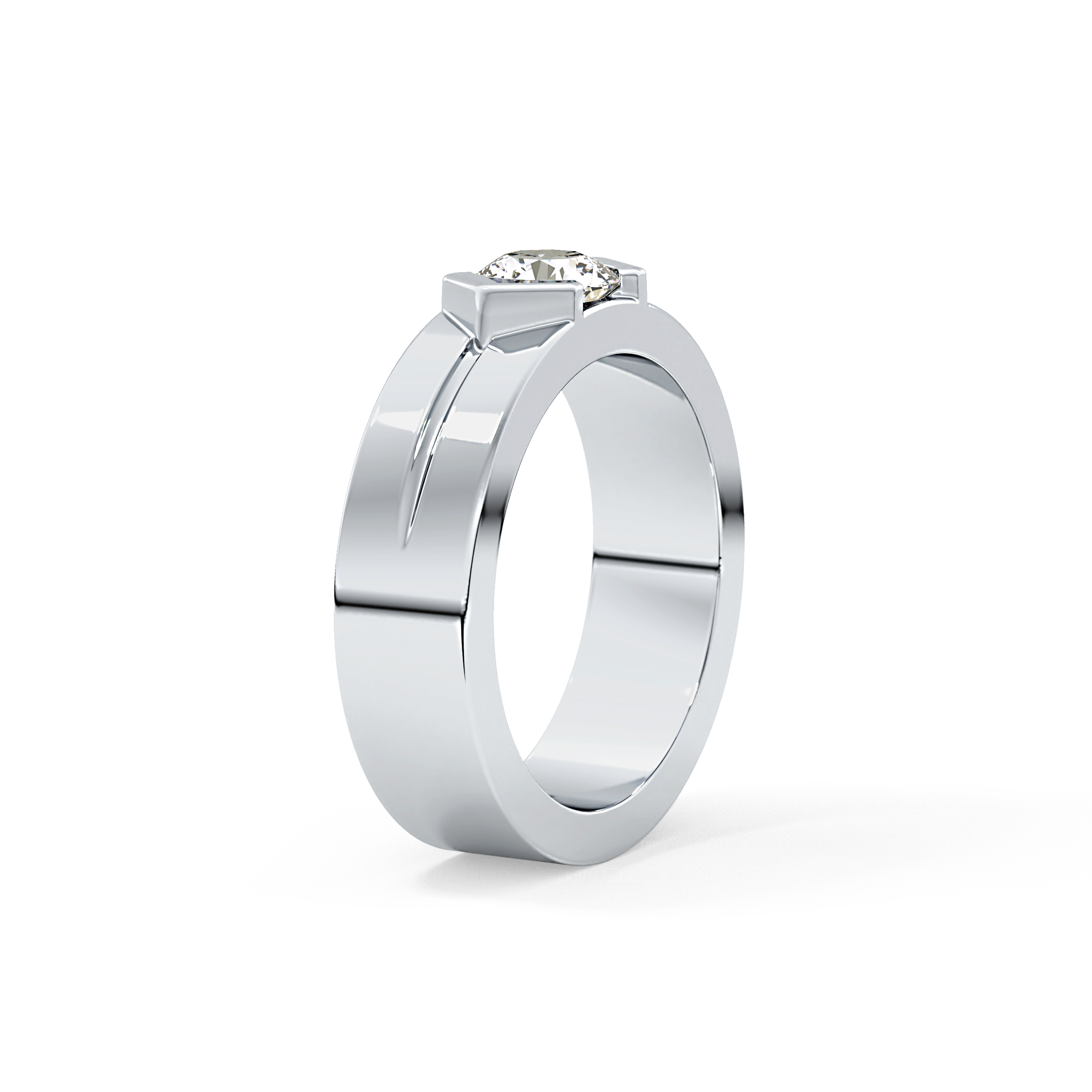 Round Cut 0.59 Carat Moissanite Men's Wedding Band – Tenison Setting & Solitaire Style in Gold 5