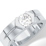Round Cut 0.59 Carat Moissanite Men's Wedding Band – Tenison Setting & Solitaire Style in Gold 7