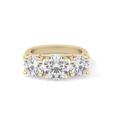 Round Cut 1.92 Carat Moissanite Ring – Three Stones Setting in Gold