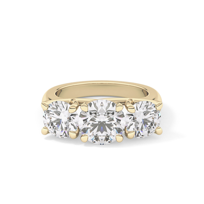 Round Cut 1.92 Carat Moissanite Ring – Three Stones Setting in Gold