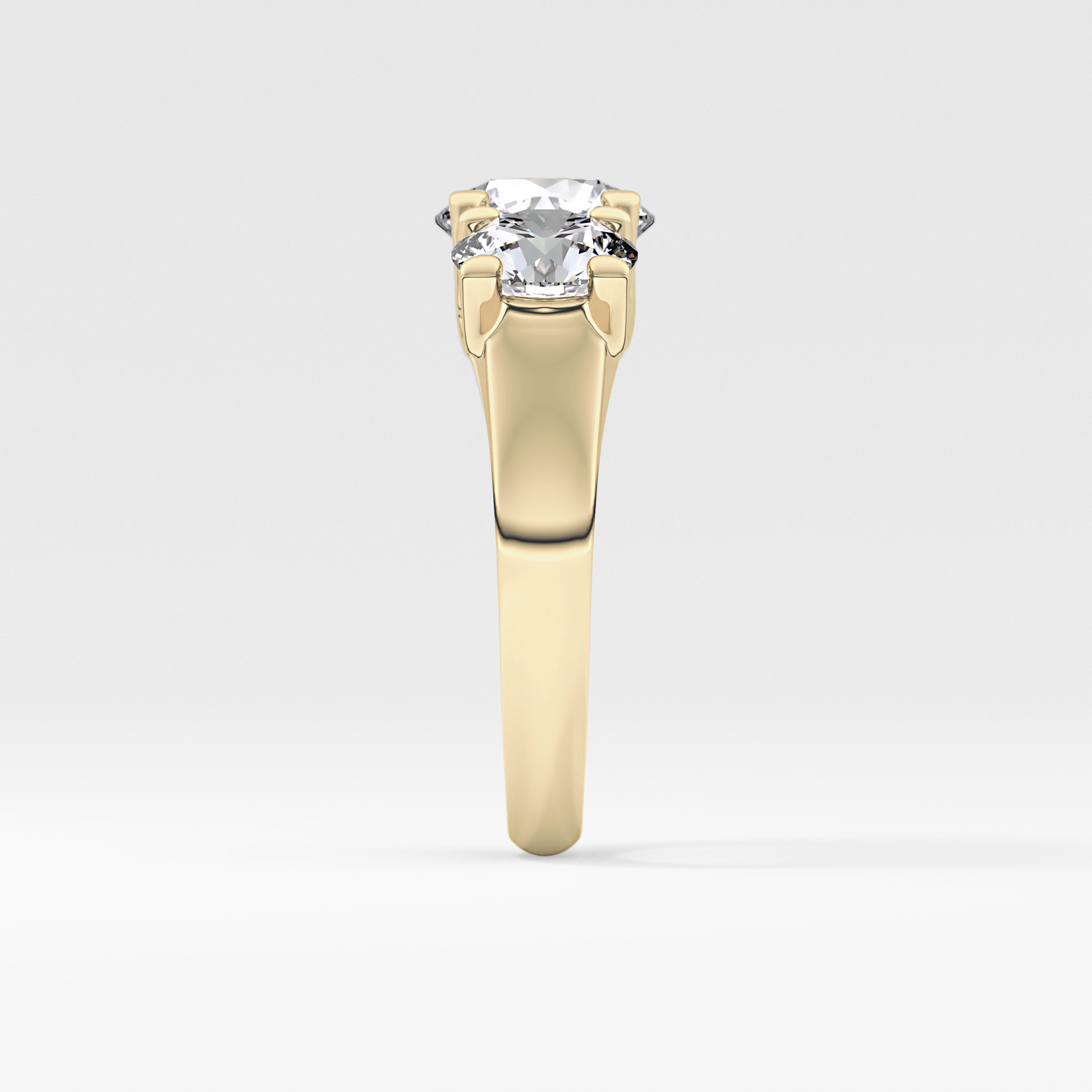 Round Cut 1.92 Carat Moissanite Ring – Three Stones Setting in Gold