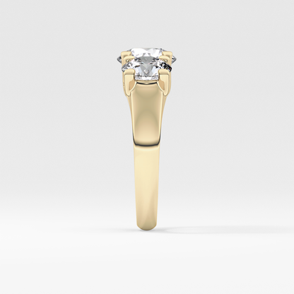 Round Cut 1.92 Carat Moissanite Ring – Three Stones Setting in Gold