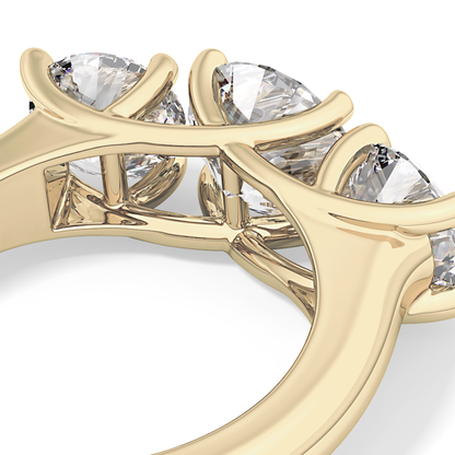 Round Cut 1.92 Carat Moissanite Ring – Three Stones Setting in Gold