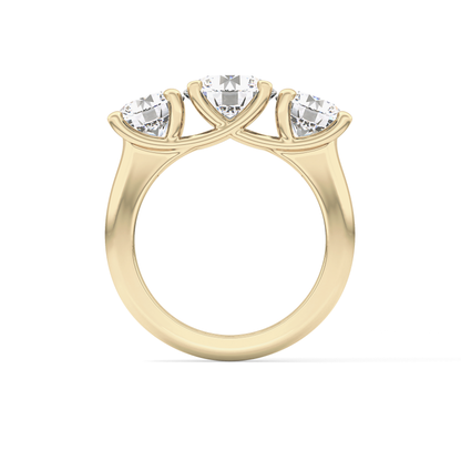 Round Cut 1.92 Carat Moissanite Ring – Three Stones Setting in Gold