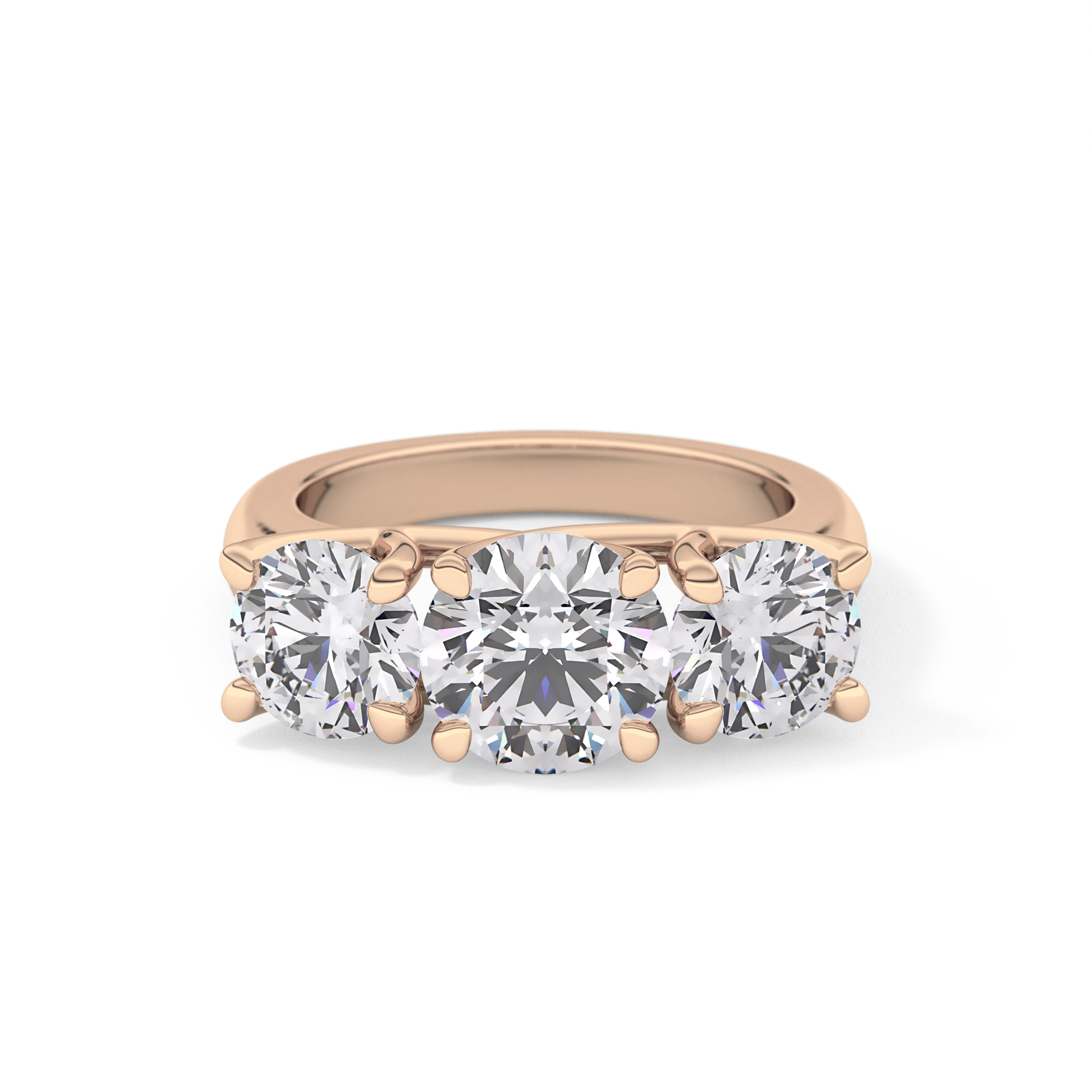 Round Cut 1.92 Carat Moissanite Ring – Three Stones Setting in Gold