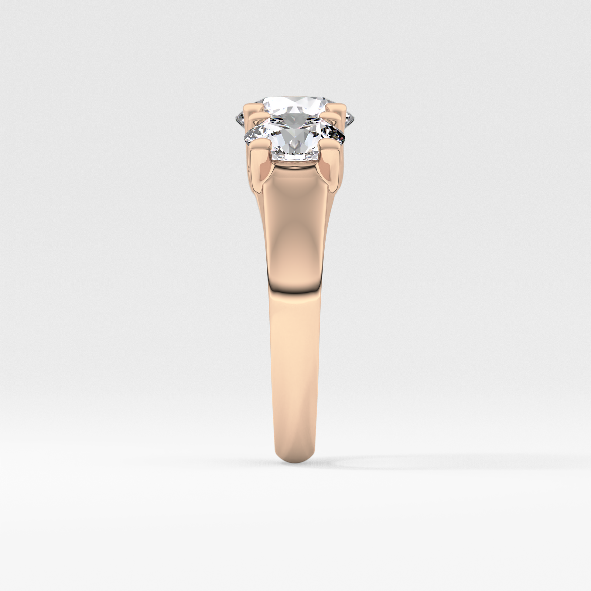 Round Cut 1.92 Carat Moissanite Ring – Three Stones Setting in Gold