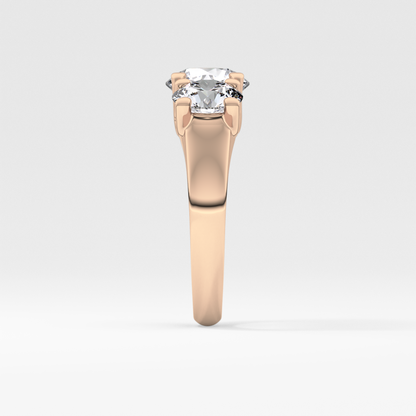 Round Cut 1.92 Carat Moissanite Ring – Three Stones Setting in Gold