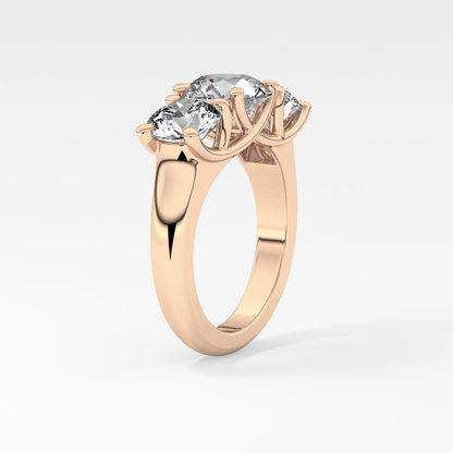 Round Cut 1.92 Carat Moissanite Ring – Three Stones Setting in Gold