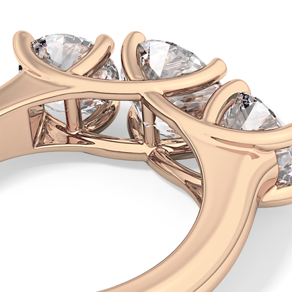 Round Cut 1.92 Carat Moissanite Ring – Three Stones Setting in Gold