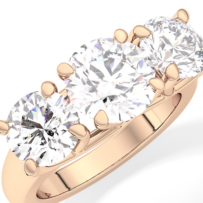 Round Cut 1.92 Carat Moissanite Ring – Three Stones Setting in Gold
