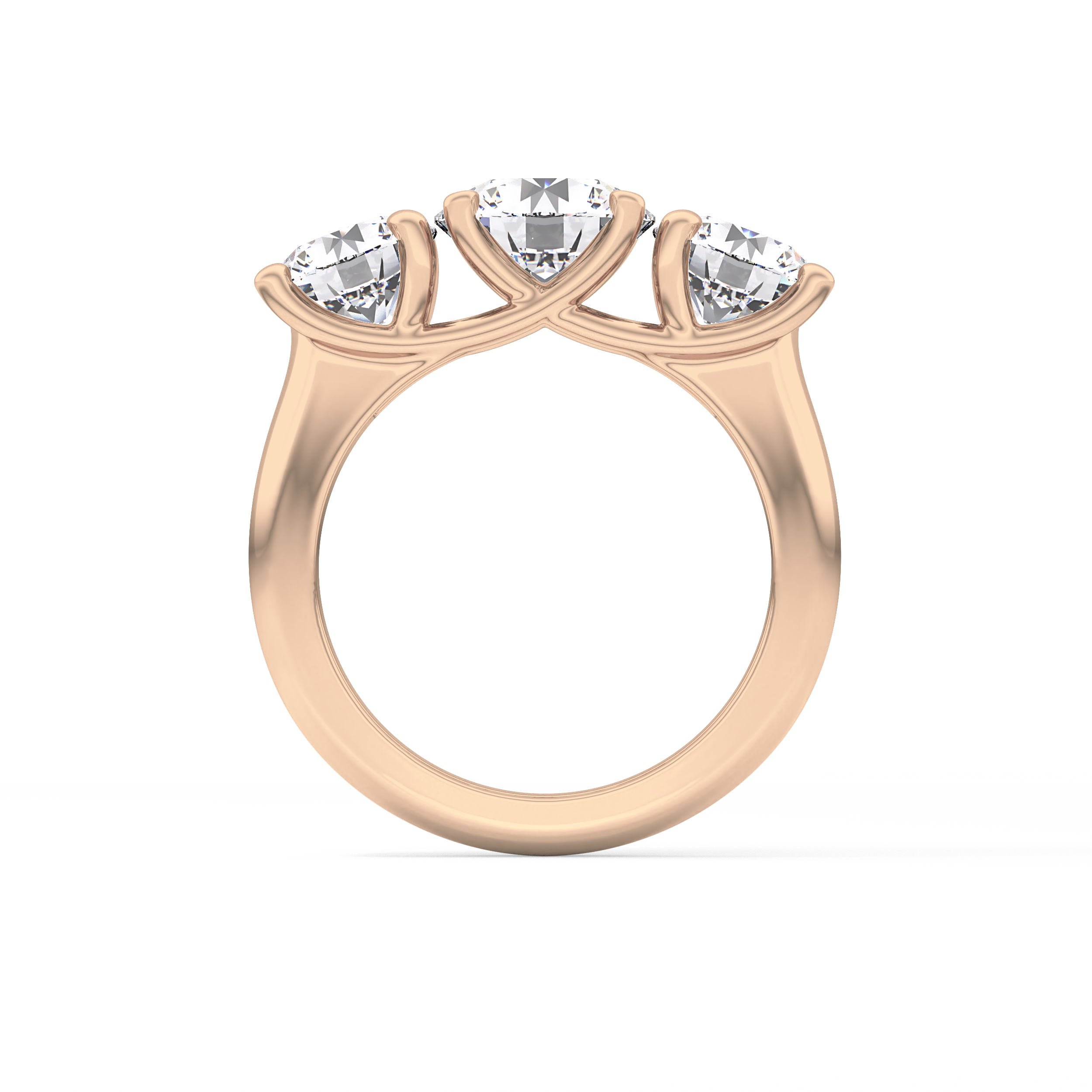 Round Cut 1.92 Carat Moissanite Ring – Three Stones Setting in Gold